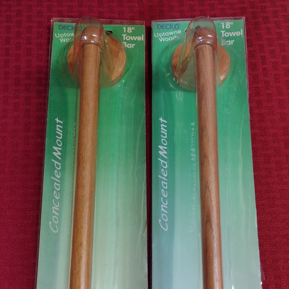 NEW Solid Oak 18 inch Towel Bar - Concealed Mount - Lot of Two